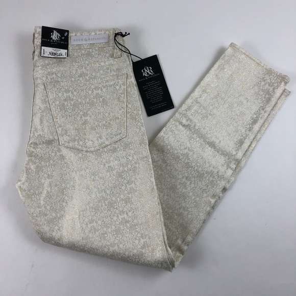 Rock & Republic Denim - Rock & Republic Ivory & Gold The Duchess Hamburg